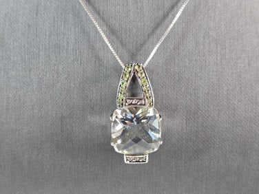 Womens Vintage Estate Sterling Silver Modernist Pendant & Necklace