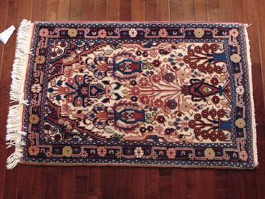Vintage Estate Semi-Antique Handmade Middle Eastern Esphahan Prayer Rug