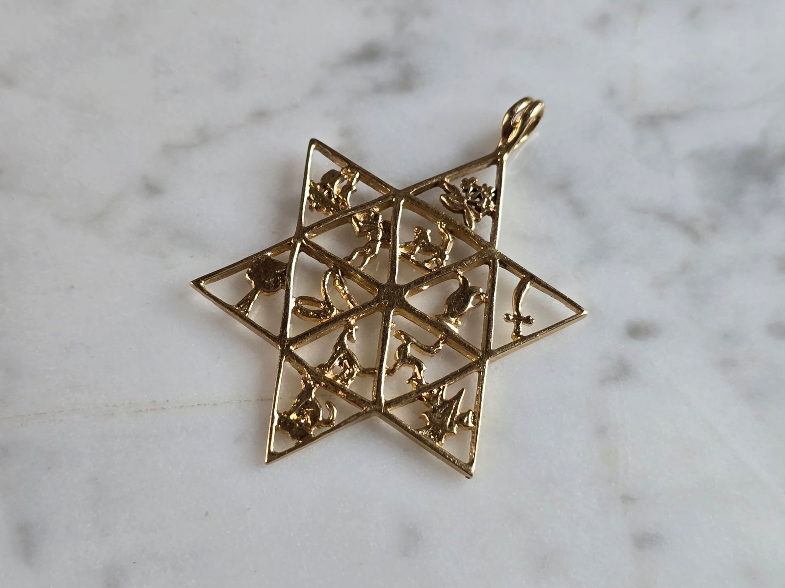 Vintage Estate 14K Yellow Gold Jewish Judaica Star of David Pendant (1 of 3)