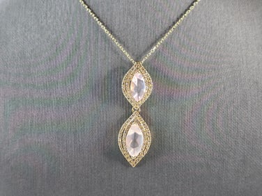 Womens Estate Sterling Silver Gold Tone Modernist Pendant Necklace