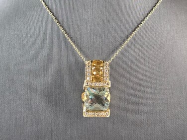 Womens Estate Sterling Silver Gold Tone Modernist Pendant Necklace