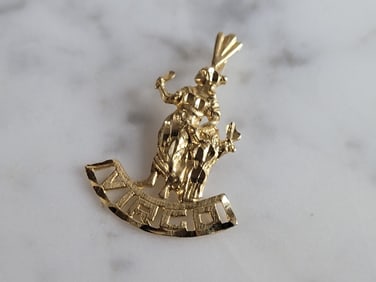 Womens Vintage Estate 14K Gold Virgo Zodiac Pendant