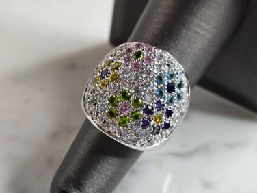 Womens Vintage Estate Sterling Silver Floral Ring