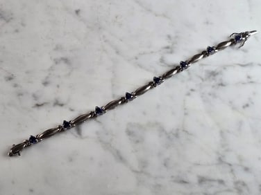 Womens Vintage Estate Sterling Silver Tanzanite Heart Bracelet