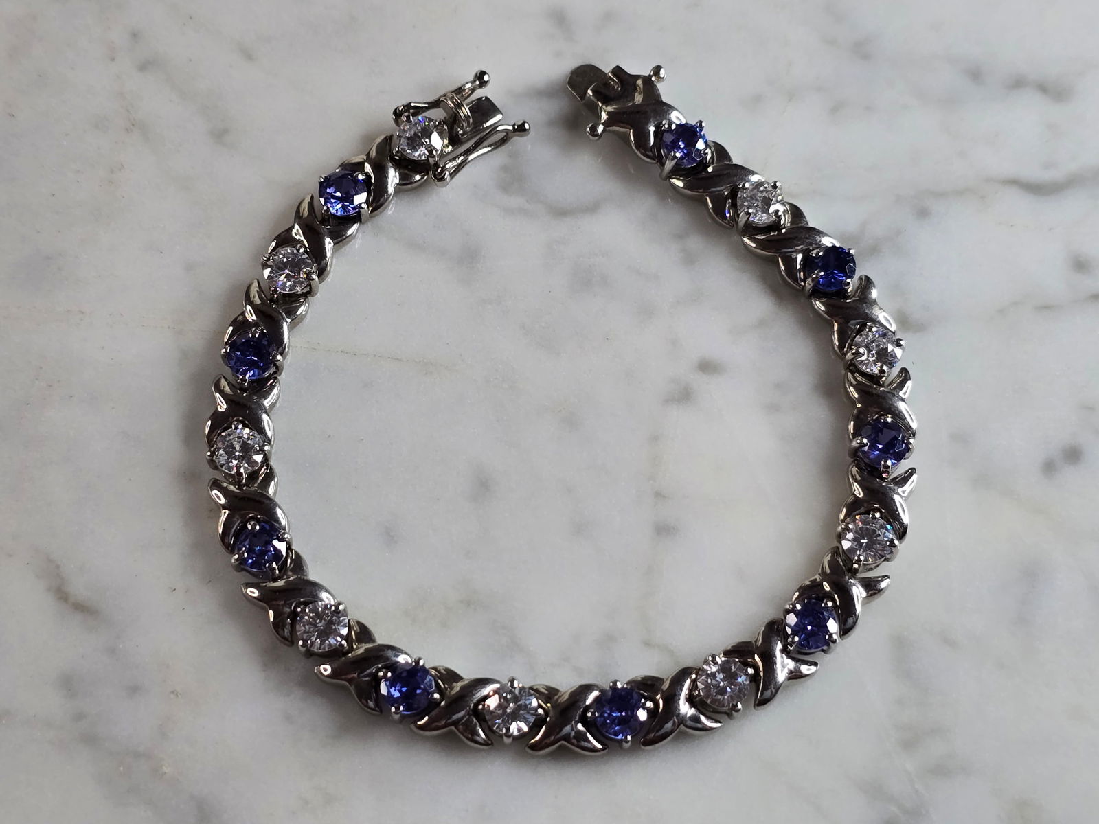 Womens Vintage Estate Sterling Silver Tanzanite Bracelet (1 of 4)