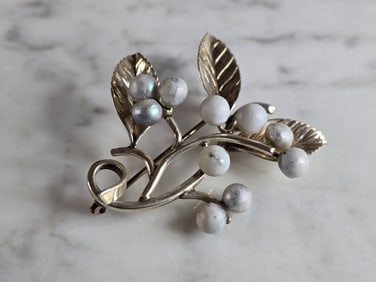 Womens Vintage Estate Sterling Silver Modernist Brooch