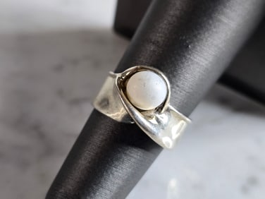 Womens Vintage Estate Sterling Silver Modernist Ring