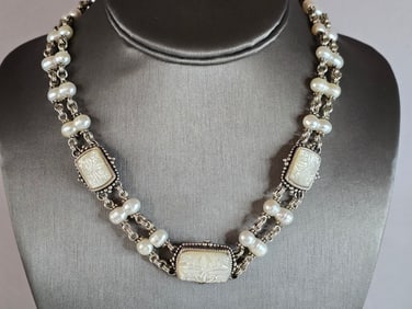 Womens Sterling Silver MOP Designer Necklace Stephen Dweck