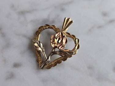 Womens 14k Multi Gold Rose Heart Michael Anthony Pendant