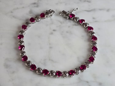 Womens Vintage Estate Sterling Silver Tennis Bracelet