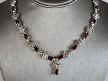 Womens Vintage Estate Sterling Silver Modernist Necklace