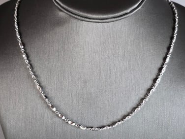 Womens Vintage Estate Sterling Silver Modernist CZ Necklace