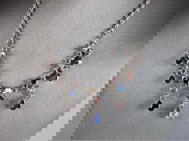 Womens Vintage Estate Sterling Silver Modernist Necklace (1 of 4)