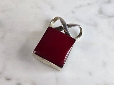 Womens Vintage Estate Sterling Silver Modernist Pendant