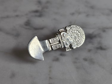 Womens Vintage Estate Sterling Silver Mayan Inca Brooch Pin