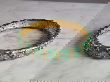 Womens Vintage Estate Sterling Silver Enamel FADI Bangle Bracelet