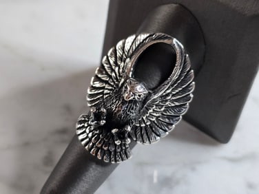 Mens Estate Sterling Silver Eagle Ring