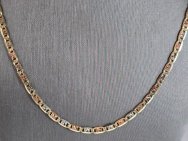 Womens Vintage Estate 14k Mixed Gold Chain Link Necklace