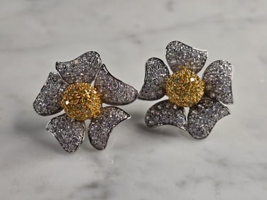 Womens Vintage Estate Sterling Silver Flower Earrings