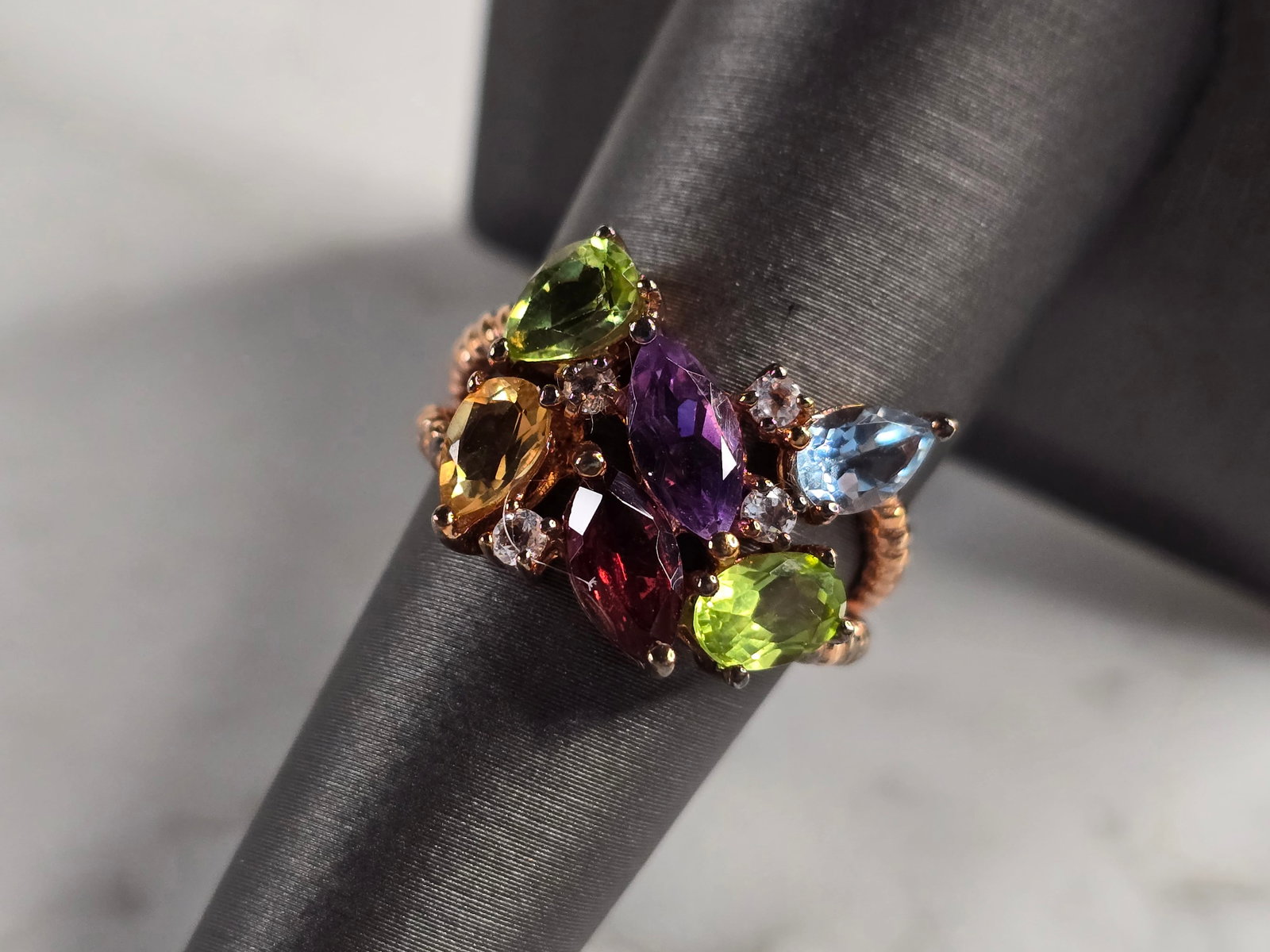 Womens Vintage Estate Sterling Silver Rose Gold Tone Modernist Ring (1 of 5)