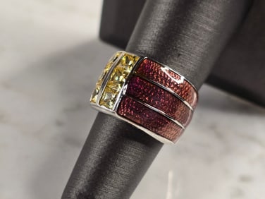 Womens Vintage Estate Sterling Silver Modernist Ring