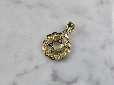 Sterling Silver Gold Tone Jewish Judaica Star of David Pendant