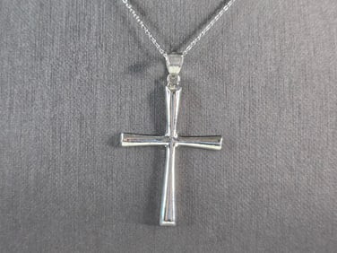 Womens Sterling Silver Religious Cross Necklace