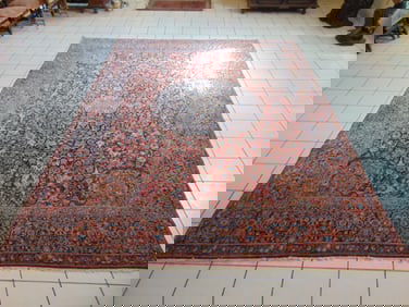 Vintage Estate Antique Handmade Meshad Rug