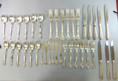 Vintage Alvin Sterling Silver Chateau Rose Flatware Set