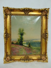 ANTIQUE ARTIST SIGNED LANDSCAPE OIL PAINTING ON CANVAS