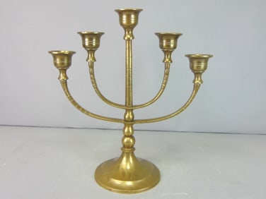 Vintage Decorative Five Candle Brass Candelabra
