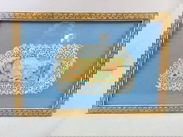 Middle Eastern Hand Painted Art w/ Khatam Inlaid Frame