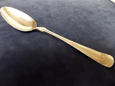 ANTIQUE .925 STERLING SILVER SERVING SPOON, 49.1g