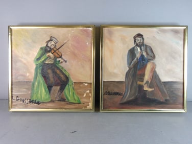Pair of Vintage Artist Signed L. Grossberg Framed Oil Paintings
