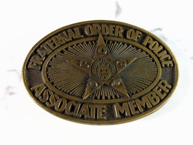 Vintage Estate Fraternal Order of Police Associate Brass Belt Buckle