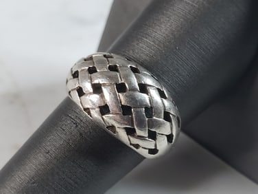 Womens Vintage Estate Sterling Silver Modernist Ring