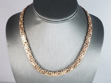 Womens Vintage Estate 14K Rose Gold Byzantine Italian Necklace