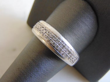 Mens Vintage Estate 10k White Gold Diamond Ring