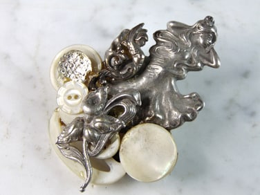 Womens Vintage Estate Sterling Silver Mermaid Brooch