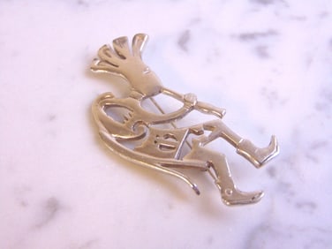 Vintage Sterling Silver Kokopelli Southwestern Brooch