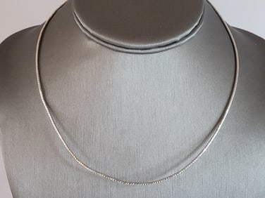 Womens Vintage Estate 14k White Gold Modernist Choker Necklace