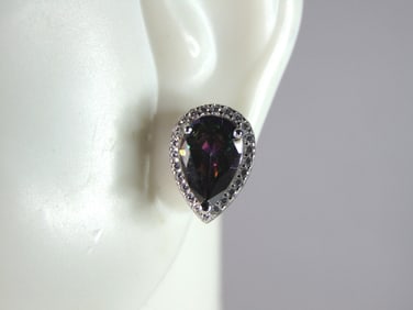 Womens Vintage Estate Sterling Silver Mystic Topaz Earrings