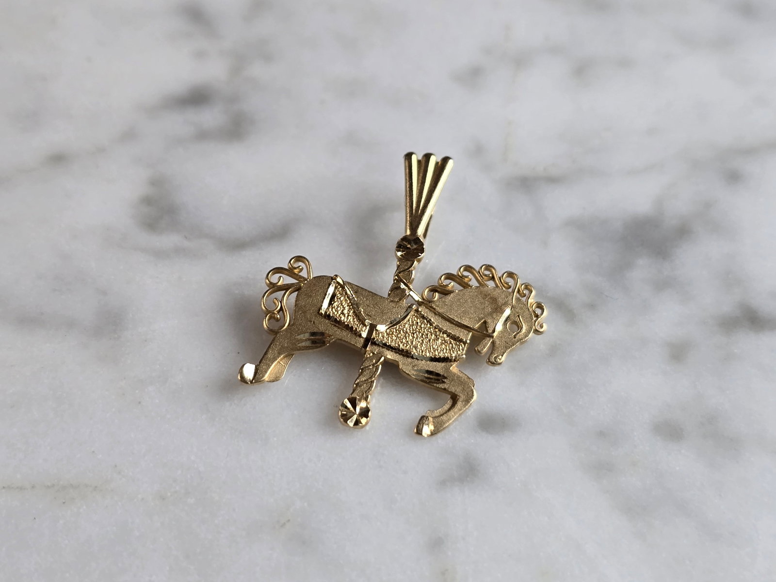 Womens Vintage Estate 14K Gold Michael Anthony Carousel Horse Pendant (1 of 3)