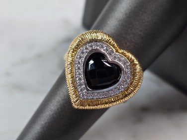 Womens Estate Sterling Silver Gold Tone Heart Ring