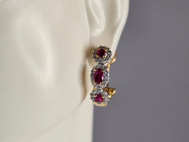 Womens Vintage Estate Sterling Silver Gold Tone  Earrings