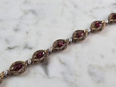 Womens Vintage Estate Sterling Silver Gold Tone Bracelet