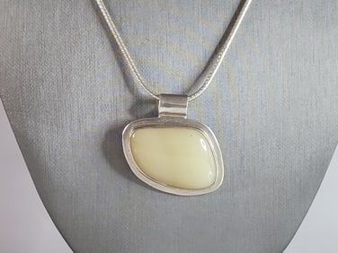 Womens Vintage Estate Sterling Silver Modernist Pendant Necklace