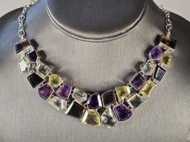 Womens Vintage Estate Sterling Silver Modernist Necklace