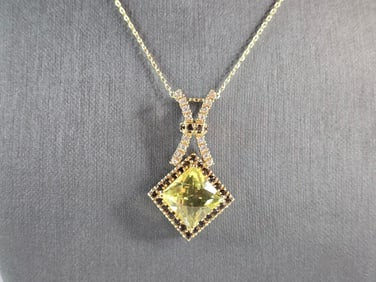 Womens Estate Sterling Silver Gold Tone Modernist Pendant Necklace