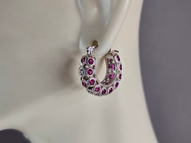 Womens Vintage Estate Sterling Silver Hoop Earrings